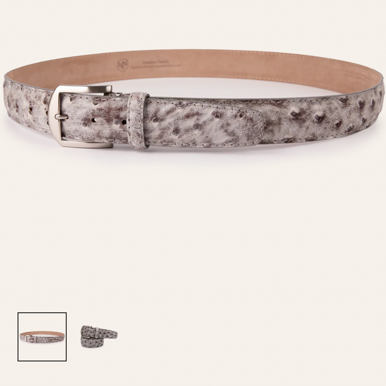 Genuine Ostrich Smoke Belt, from L.E.N Lifestyle.