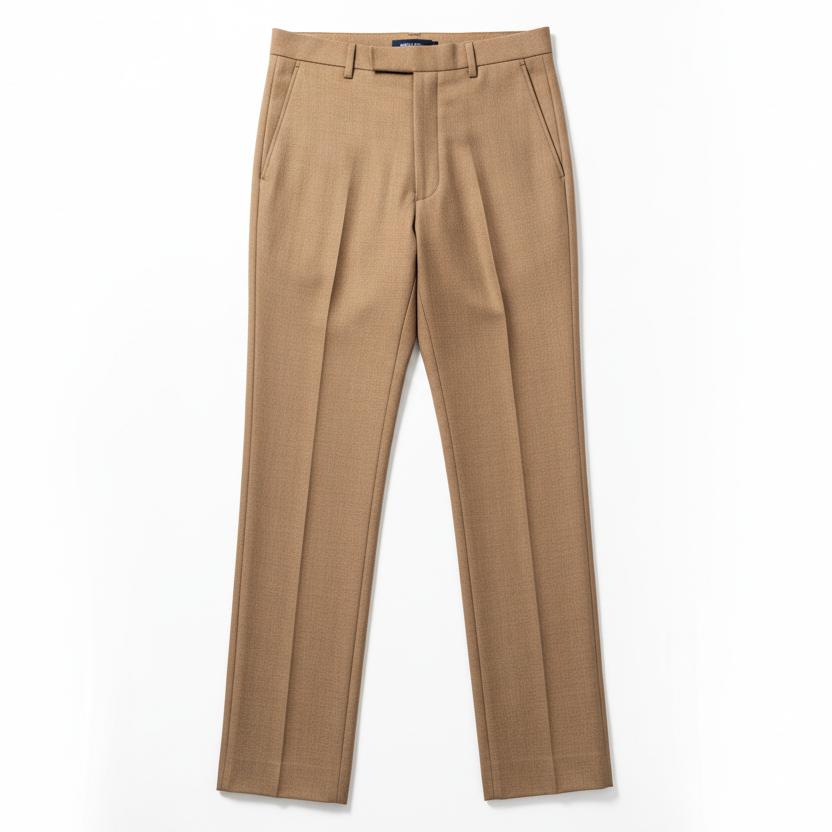 Super 150's Wool tan dress trouser