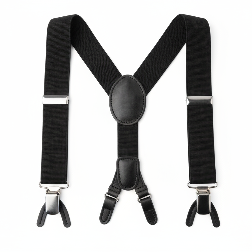 Black formal button inside trouser braces.