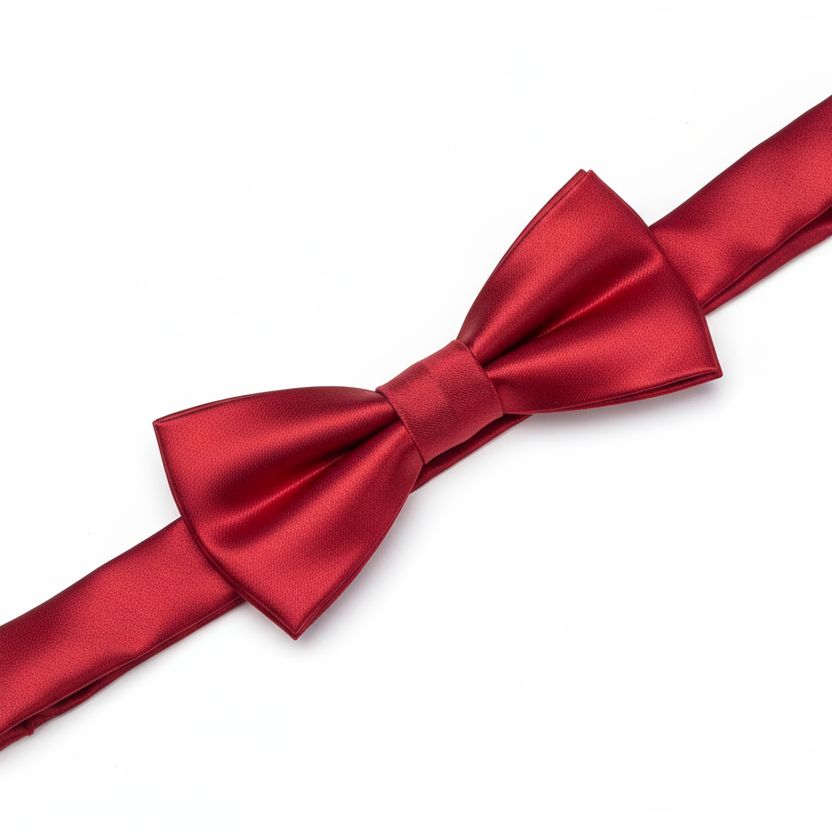 Red satin self tie, GN bow-tie.