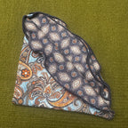 Blue Exploded Paisley Floret Neat Print 100% silk pocket round.