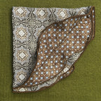 Brown Persian Links neat print 100% silk, reversible pocket round.