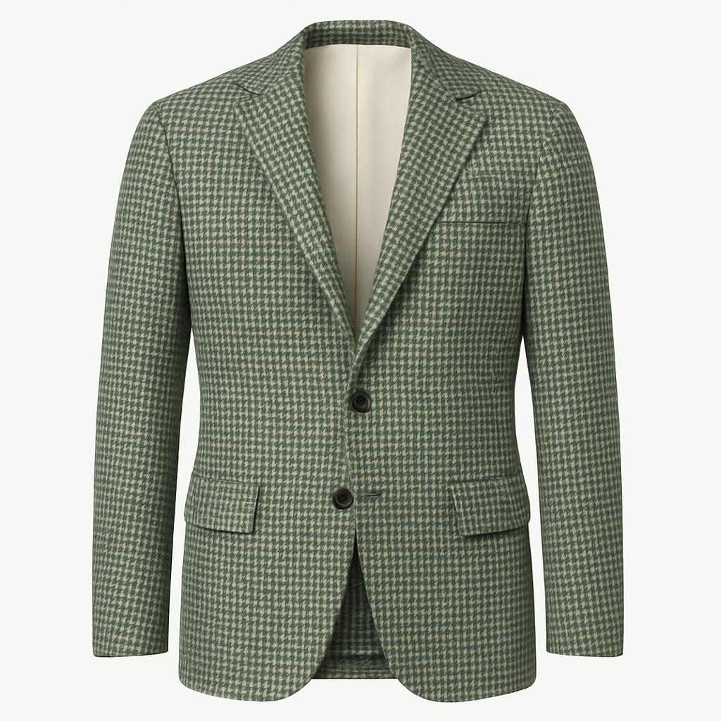 Green & Ivory Small houndstooth two button notch lapel jacket