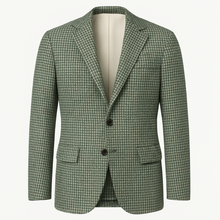 Load image into Gallery viewer, Green &amp; Ivory Small houndstooth two button notch lapel jacket
