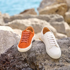 Rust suede lace-up sneaker