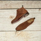 Chocolate suede Chelsea hand made boots by Castori