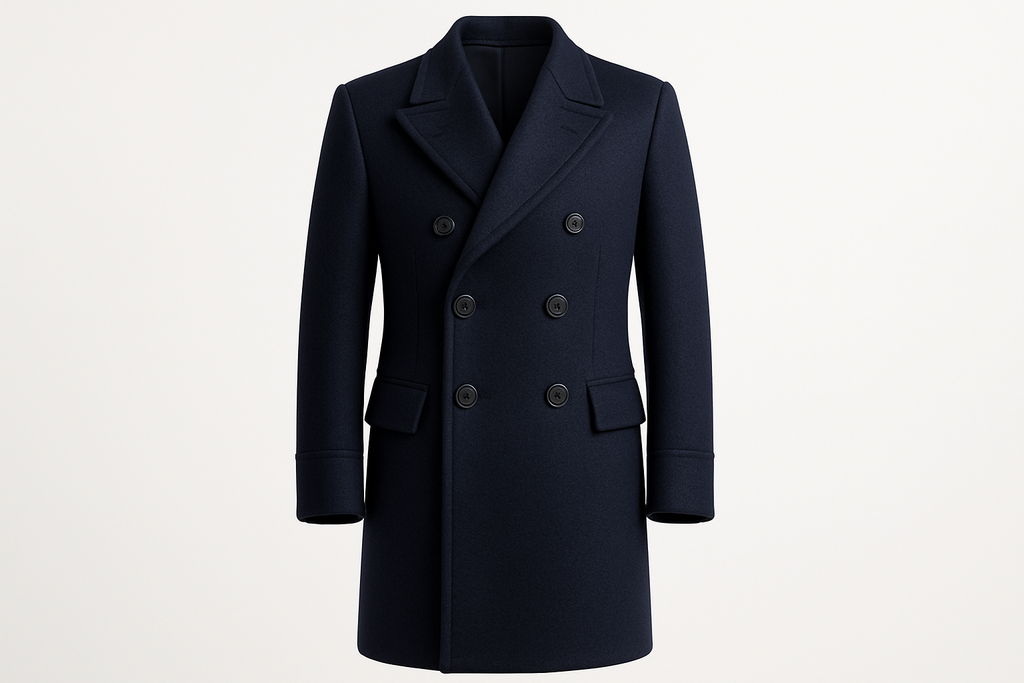 BRITISH NAVY FOUR BUTTON CASHMERE TOP COAT