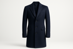 BRITISH NAVY SINGLE BREASTED CASHMERE TOP COAT