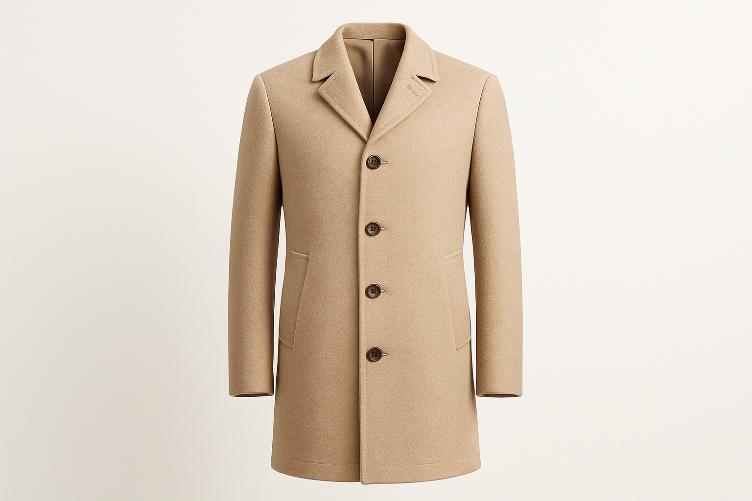 OATMEAL COLOR FOUR BUTTON TOP COAT