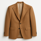 two button peak lapel jacket in camel color